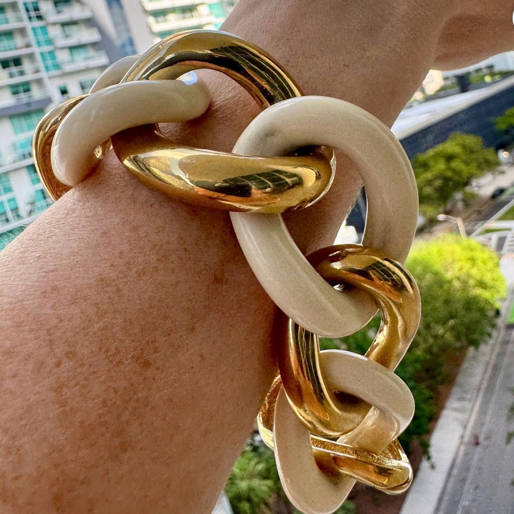 Givenchy Gold Plated and Enamel Link Chain Bracelet